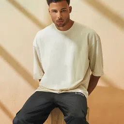 Styli Men Solid Rolled Sleeve Boxy Fit Terry T-Shirt-image-15
