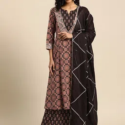 anayna Women Printed Anarkali Gotta Patti Pure Cotton Kurta with Trousers & With Dupatta-picture-39