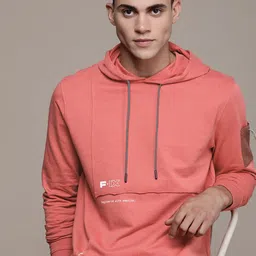 FORCE IX Pure Cotton Brand Logo Printed Hooded Sweatshirt-image-49