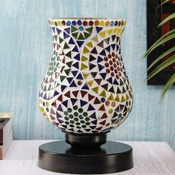Devansh White & Red Mosaic Textured Traditional Table Lamp image 3