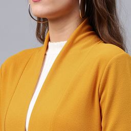 SASSAFRAS Mustard Yellow Solid Longline Open Front Shrug image 4