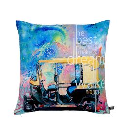 HOUZZCODE Multicoloured Set of 2 Printed 16'' x 16'' Square Cushion Covers image 2