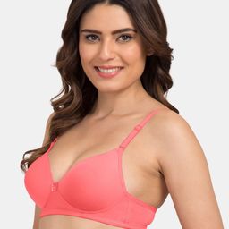Tweens Peach-Coloured Solid Non-Wired Heavily Padded Everyday Bra TW-3PC-1570-CRL-30B image 2