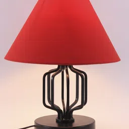 Devansh Red & Black Solid Traditional Bedside Standard Table Top Lamp with Shade image 4