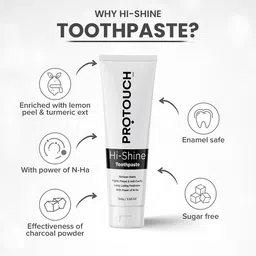 PROTOUCH Hi- Shine Toothpaste with Charcoal & Refreshing Mint for Teeth Whitening - 100 g image 4