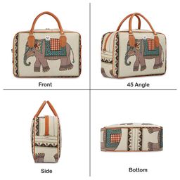 NFI essentials Cream and Blue Canvas Duffle Bag image 5
