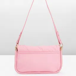 Van Heusen Solid Structured Baguette Bag with Quilted Detail image 3