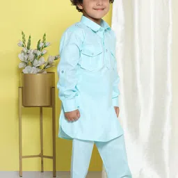 Aj DEZInES Boys Pathani Regular Kurta with Pyjamas image 3