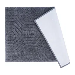 OBSESSIONS Grey Self Design Rectangular Bath Rug image 2