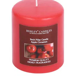 HOSLEY Set of 2 Red Solid Apple Cinnamon Pillar Candles image 3