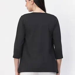 Kalt Three-Quarter Sleeves Open Front Shrug image 3