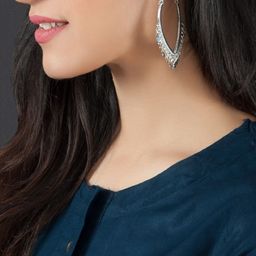 TOKYO TALKIES X rubans FASHION ACCESSORIES Silver-Toned & White Handcrafted Hoop Earrings-45