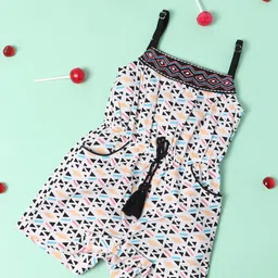 Nauti Nati Girls White & Black Printed Jumpsuit-19