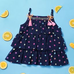 Nauti Nati Girls Navy Blue Printed Tiered Top-55