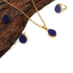 Ozanoo Matt Golden Druzy Stone Jewellery Set-image-68