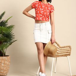 Mast & Harbour Floral Printed Crop T-shirt-image-48