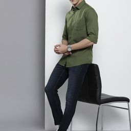 The Indian Garage Co Men Olive Green Casual Shirt-image-38