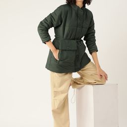 Mast & Harbour Waist Tie-Up Detail Padded Jacket-37