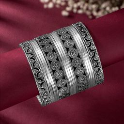 Peora Women Silver-Plated 13Pcs Metal Bangles Set-picture-43