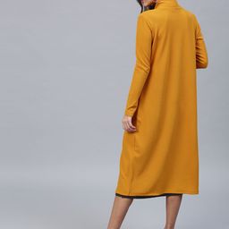 SASSAFRAS Mustard Yellow Solid Longline Open Front Shrug image 3