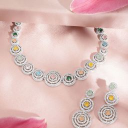 Rubans Rhodium-Plated CZ-Studded Jewellery Set-image-30
