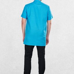 SHIWAM ETHNIX Men Turquoise Blue Solid Kurta image 4