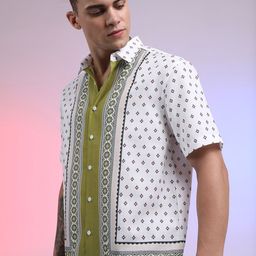 HIGHLANDER Unisex Geometric Printed Boxy Opaque Casual Shirt-image-26