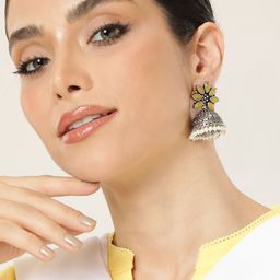 AITIHYA Ethnic Stones Floral Dome Shaped Jhumkas Earrings-50