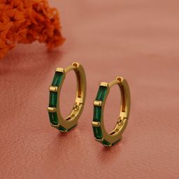 Carlton London Gold Plated Green CZ Fancy Hoop Earring-42