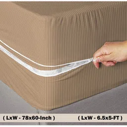 bsb home Beige Cotton Breathable Mattress Protector image 3