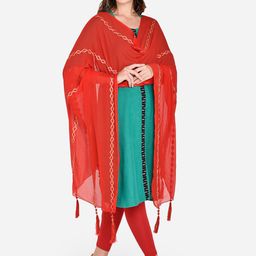 Dupatta Bazaar Red Embroidered Dupatta image 3