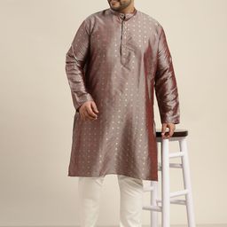 SOJANYA PLUS Men Mauve Printed Kurta with Pyjamas image 5