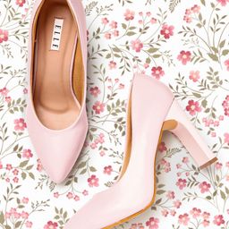 ELLE Women Nude-Coloured & White Solid Pumps-31