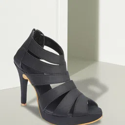 VALIOSAA Women Black Solid Gladiator Stilettos-image-48