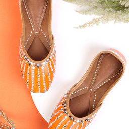 PehnawaCraft Women Embellished Leather Mojaris-image-34