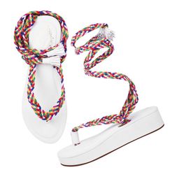 Shoetopia Textured Open Toe Flatform Gladiators image 2
