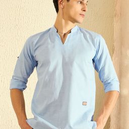 DENNISON Men Blue Solid Casual Kurta-image-13