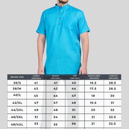 SHIWAM ETHNIX Men Turquoise Blue Solid Kurta image 2