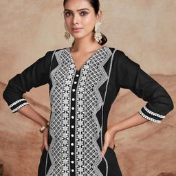 KALINI Chikankari Embroidered Straight Kurta-image-73