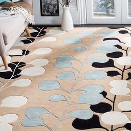 Safiya Carpet Beige & Blue Floral Woollen Carpet-15