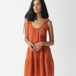 RAREISM Women Rust Solid A-Line Cotton Dress-56