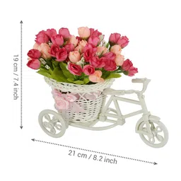 TIED RIBBONS Set of 2 Pink & White Artificial Flower Bunches With Vase image 5