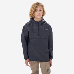 Kids’ waterproof hiking jacket, half-zip, 7-15 years, MH100 - Black-image-44