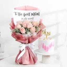 Pretty Rose Bouquet And Cake Combo-image-40