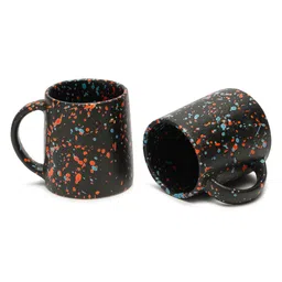 Arrabi Black & Red Handcrafted Textured Ceramic Matte Mugs Set of Cups and Mugs image 3