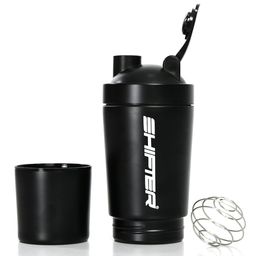 GHC Stainless Steel Shaker Bottle,  Black (with Extra Compartment)  590 ml -image-90