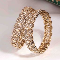 PANASH Set Of 2 Gold-Plated Stones-Studded Bangles-image-27