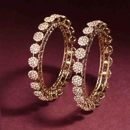 PANASH Set Of 2 Gold-Plated Stones-Studded Bangles-18