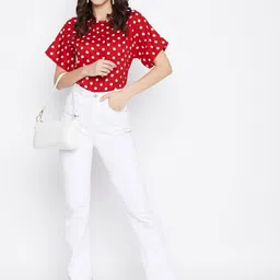 Uptownie Lite Polka dot Crepe Boxy Top-image-13