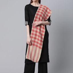 Cayman Women Red & Beige Woolen Checked Shawl-40
